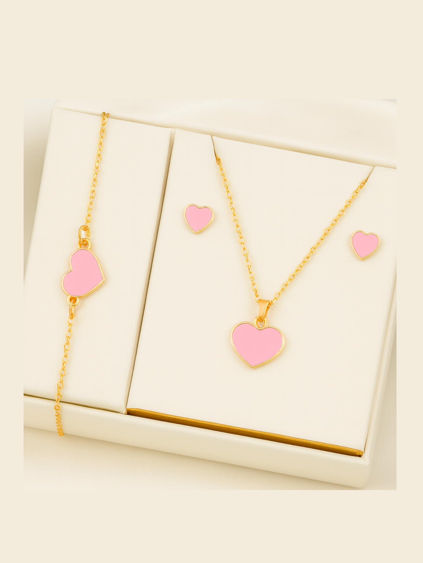 Pink Heart Watch & Jewelry Set | Elegant 4-in-1 Gift for Women in Rose Gold & Blush - Image 4