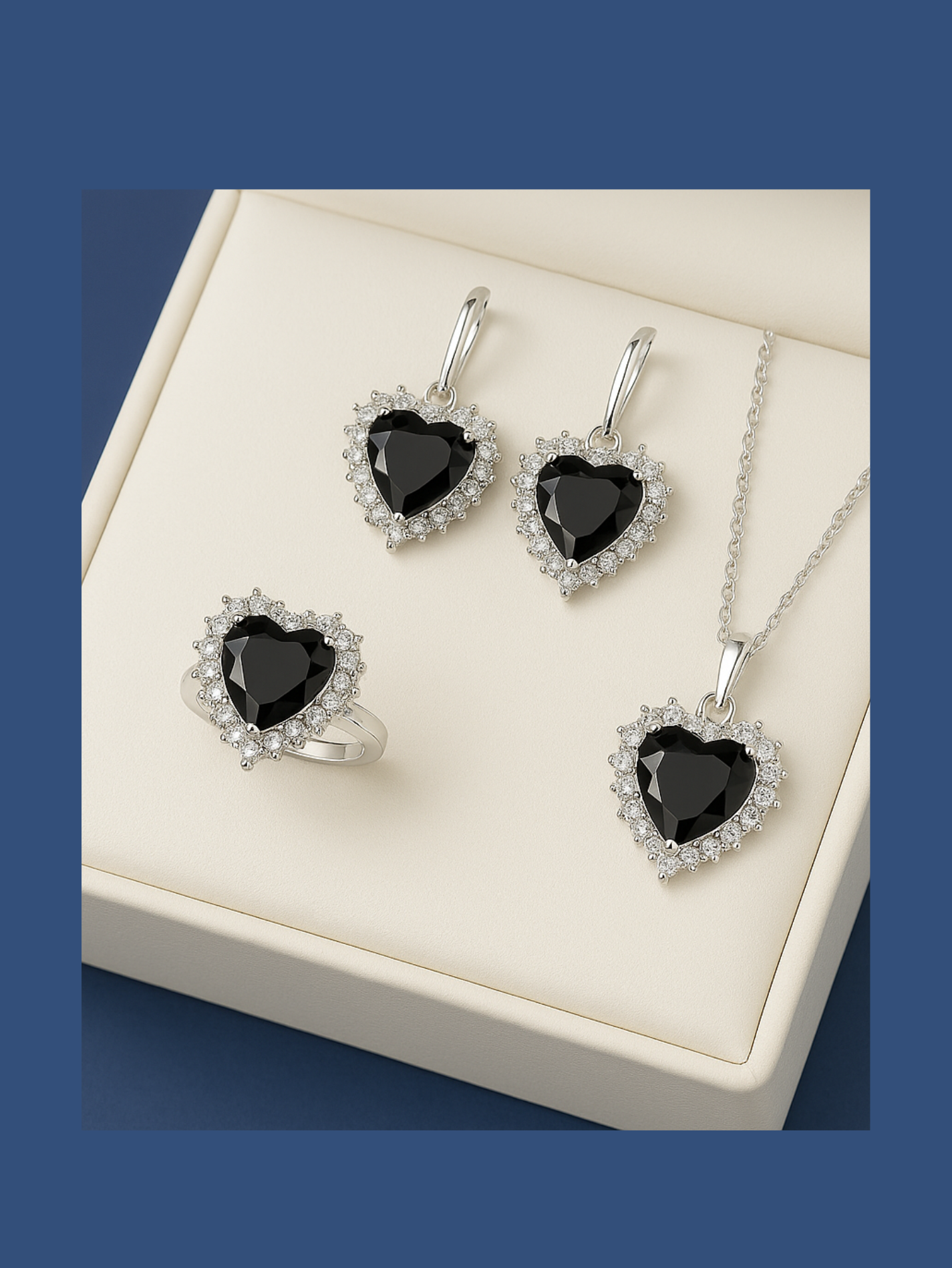 Royal Noir Watch & Jewelry Set | 5-in-1 Black Heart Silver Gift Set for Women - Image 4