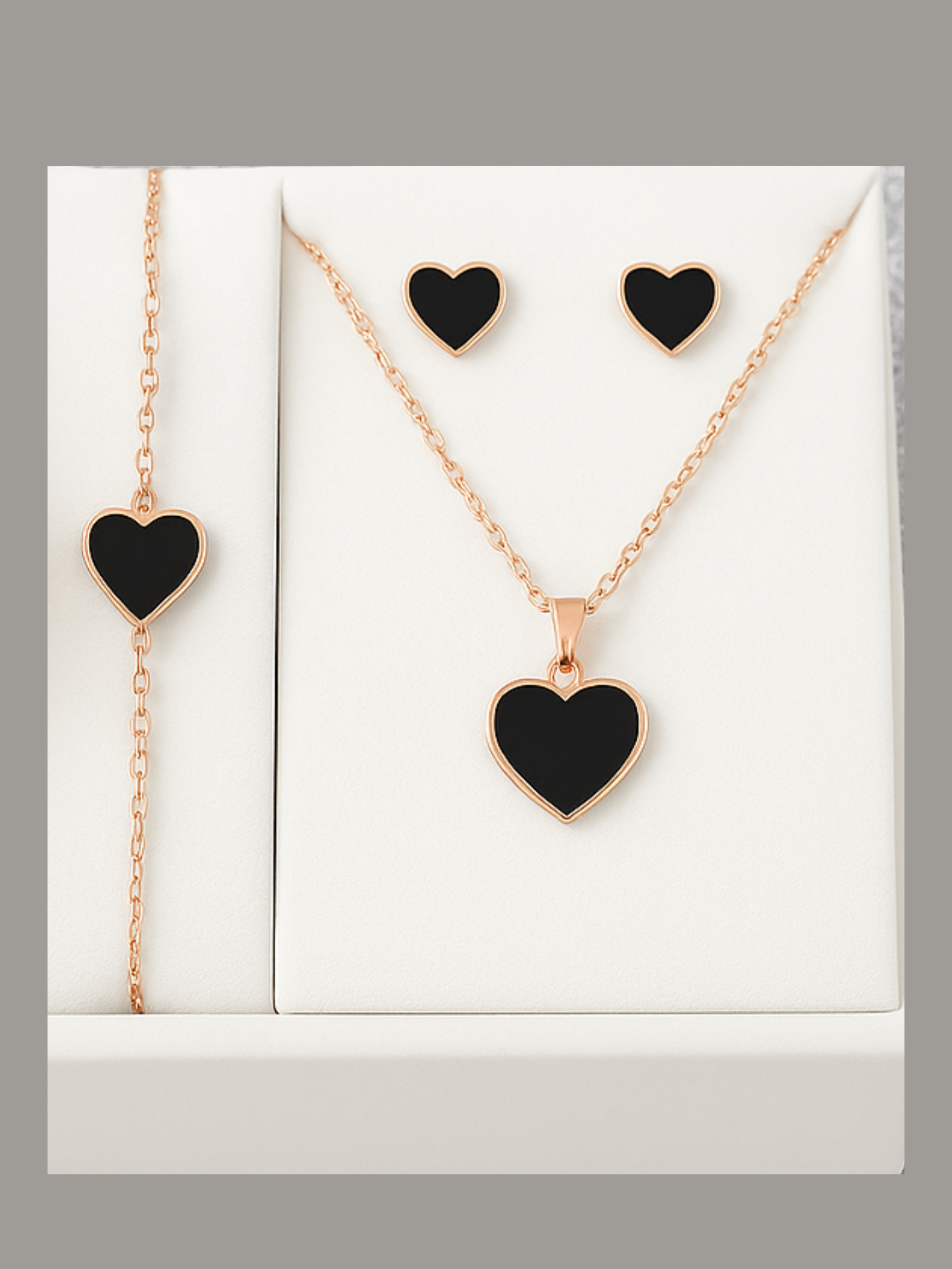 Black Heart Watch & Jewelry Set | Elegant 4-in-1 Gift Combo for Women β Rose Gold & Black - Image 3
